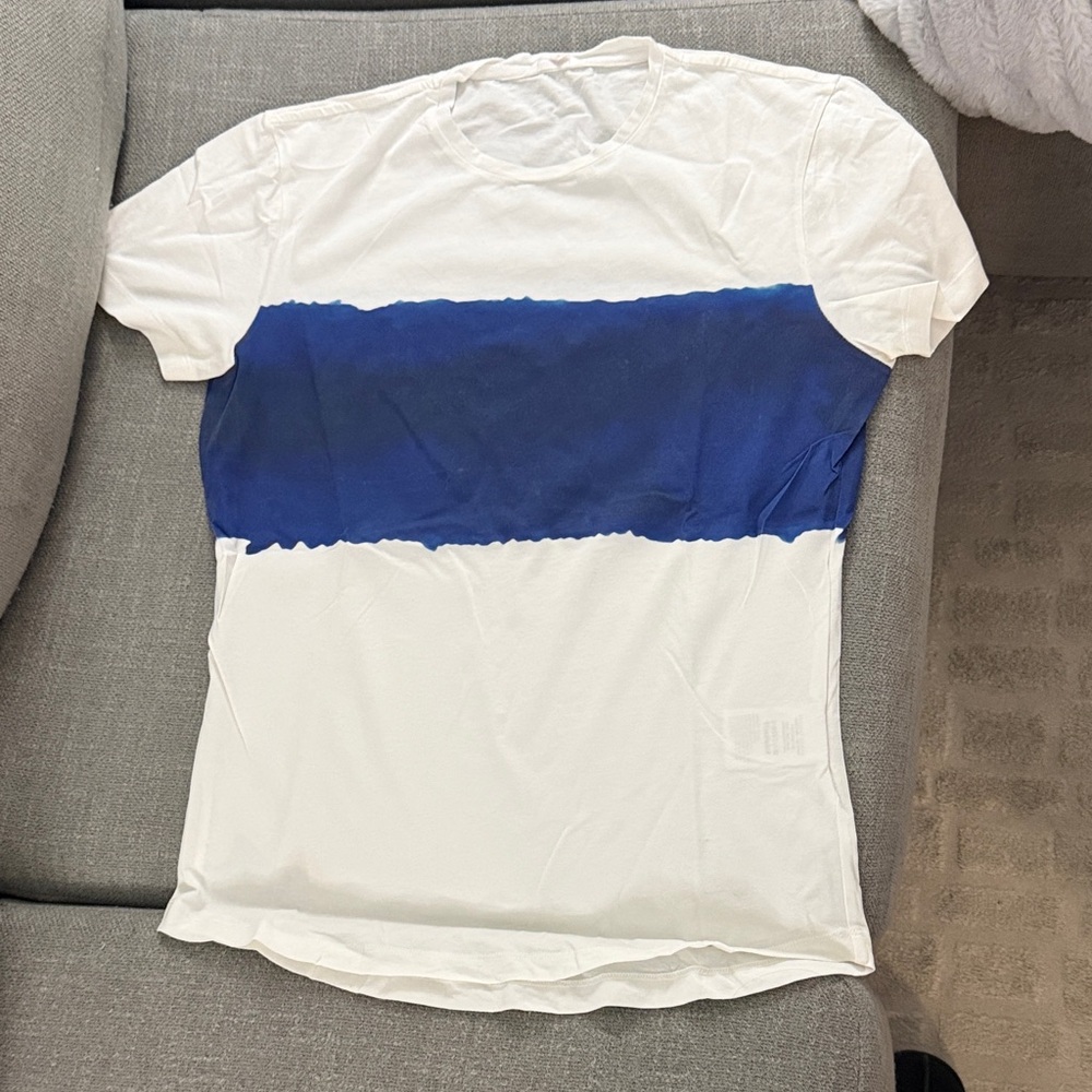 Orlebar Brown White Tee with Blue Stripe